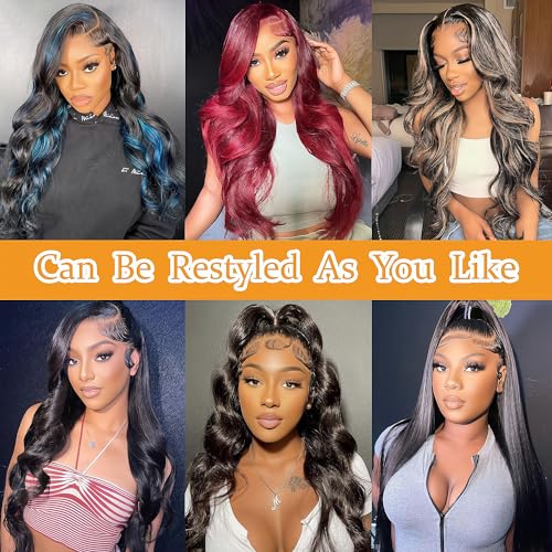 Body Wave Wigs Human Hair 180% Density 13x4 HD Lace Front Wigs Human Hair Pre Plucked Body Wave Glueless Wigs Human Hair Lace Frontal Wigs for Women 22 Inch
