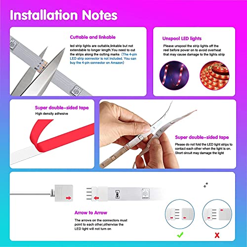 Tenmiro Led Strip Lights 130ft (2 Rolls of 65ft) Smart Light Strips with App Control RGB Led Lights for Bedroom,Music Sync...