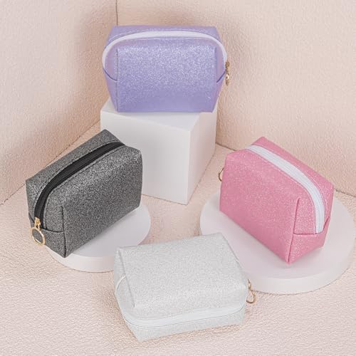 Desing Wish Shining Mini Makeup Bag for Purse Portable Lipstick Pouch Soft PU Leather Small Cosmetic Bag for Travel Cute L...