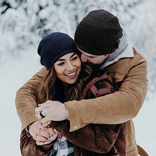 Lvaiz Mens Winter Beanie Hat Warm Fleece Lined Skull Cap for Men Reversible Women Windproof Watch Hat Knit Warm Unisex Beanie
