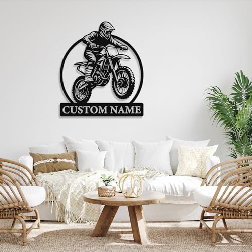 Personalized Dirt Bike Metal Sign – Custom Name Motocross Wall Art – Iron Decoration for Garage, Man Cave, or Outdoor Extr...