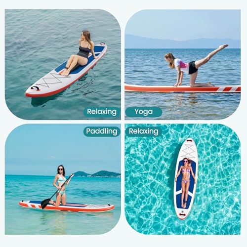 NEWBULIG 33" Inflatable Paddle Board SUP, Stand Up Paddle Board Blow Up with 3 Carry Handles, Non-Slip Deck Pad, Complete ...