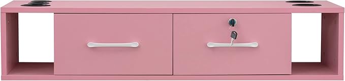BarberPub Wall Mount Station with Drawers Styling Cabinet Open Storage Beauty Salon Spa Equipment 2502 (Pink)