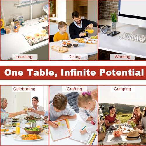 Elevon Folding Table, 6 Feet Heavy Duty Fold-in-Half Utility Table Indoor Outdoor for Camping, Picnic, Party