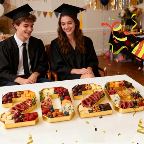 2026 Graduation Decorations 2026 Cardboard Numbers Charcuterie Board Box 10" Fillable Paper Tray for Grad Centerpieces Par...
