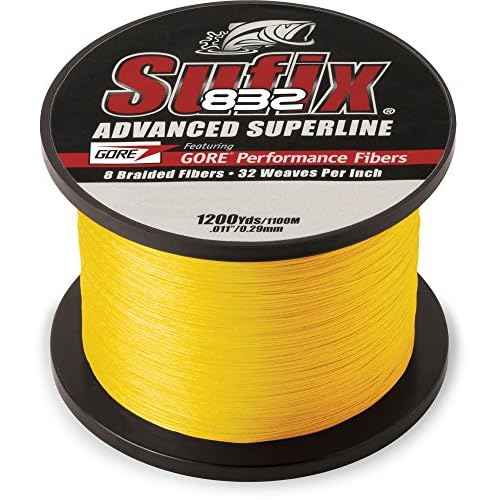 Sufix 832 Braid 40 lb Hi-VIS 660-340Y: 832 Braid 40 lb Hi-VIS Yellow, One Size