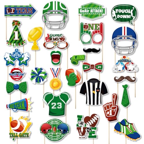 Anor Wishlife Football Photo Booth Props,Game Day,Thoch Down,Sports Booth Props(25CT)