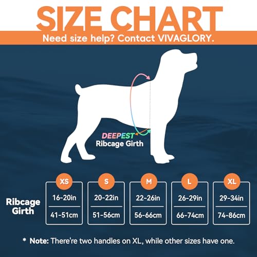 VIVAGLORY + Neoprene Dog Life Vest + Sports Style Dog Life Jacket, Swimming Vest with Handle, Ripstop & Buoyancy