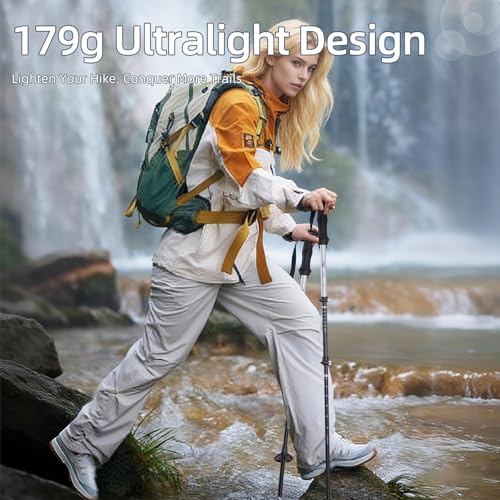 Vtsliy Carbon Fiber Trekking Poles - Adjustable Ultralight Collapsible Hiking/Walking Sticks with EVA Grip & Anti-Shock fo...