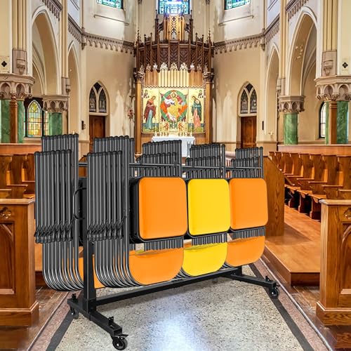 koretech Folding Chair Rack for 48 Chairs or 12 Tables, Folding Chair Cart with Wheels Heavy Duty, Chair Storage Dolly for...