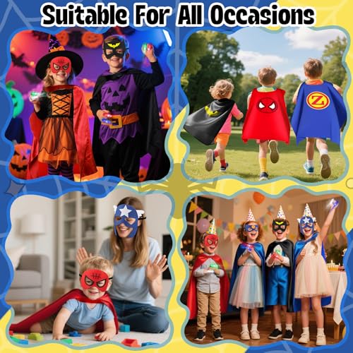 KUBUSFLY Superhero Capes for Kids, Halloween Costumes for Boys with Masks Dress Up Set for Cosplay Party Halloween Christm...