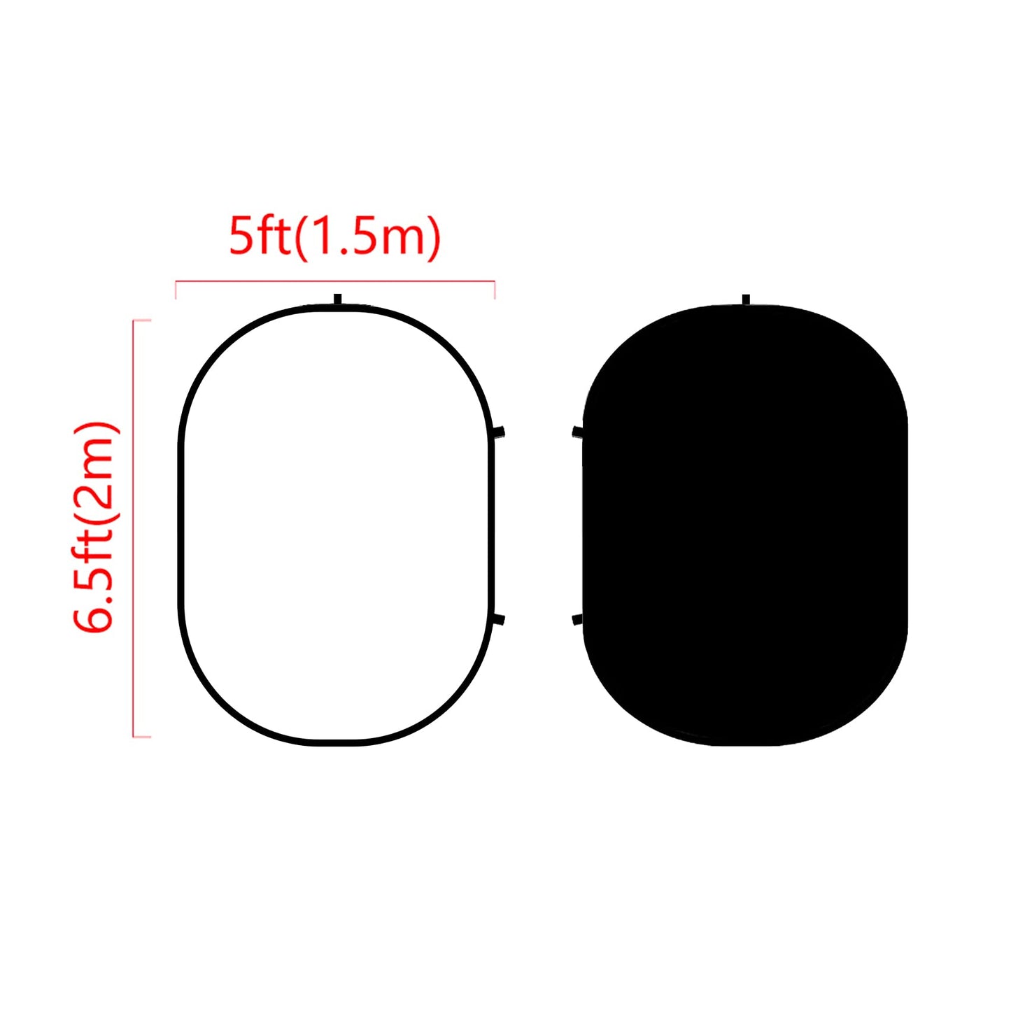 Kate 5x6.5ft(1.5x2m) Collapsible Backdrop Pure White Black Collapsible Backgrounds Twist Flex Reversible Pop up Photography Backdrops