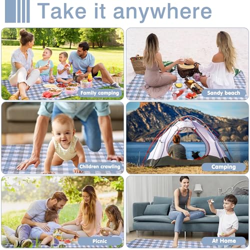 Extra Large Picnic Blanket 80''x 80'' Waterproof Foldable Picnic Mat for Beach, 5-Layer Outdoor Blanket for 6 to 8 Adults,...