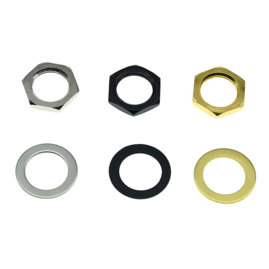 Dopro 20* Guitar Input/Output Jack Socket Nut And Washer - Metric Jack Nuts For Import Guitars - Black