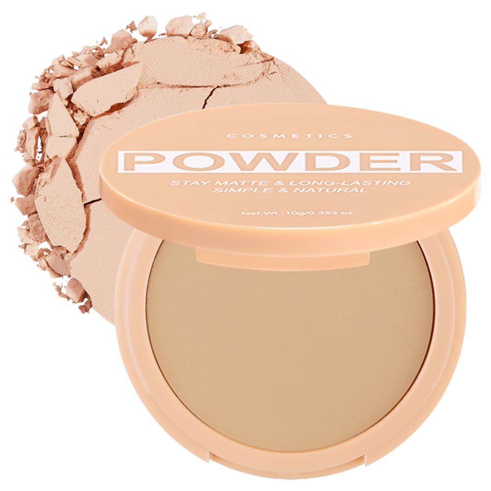 WanTuoluo Pressed Matte Face Powder Makeup & Setting Powder for Poreless Wrinkle Blurring Contour Concealer Finishing,Lightweight,High Coverage,Shine Control, Dark Brown-Matte