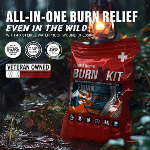 EVERLIT Burn Kit with Sterile Waterproof Wound Dressing | Hydrogel-Foam Burn Dressings, Burn Gel, Non-Stick Pads, Gauze & ...