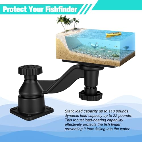 Velpaw MOUNTS Swing Arm Fish Finder Mount, All Aluminum Heavy Duty Marine Electronic Mount for Boats & Kayak,Built for Sal...
