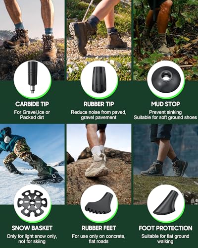 Trekking Poles for Hiking I Carbon or Aluminum Hiking Poles Ultra Lightweight I Adjustable Trekking Poles for Women and Me...