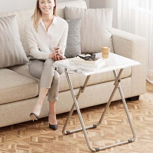 Folding TV Tray Tables, TV Dinner Trays for Eating, Portable Tv Trays with Cup Holder, Folding Tray Side Table, Foldable S...