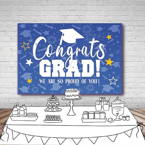 Congrats Grade Photo Backdrops 7x5 FT Blue Graduation We are so Proud of You Background Party Class of 2026 Banner Graduat...