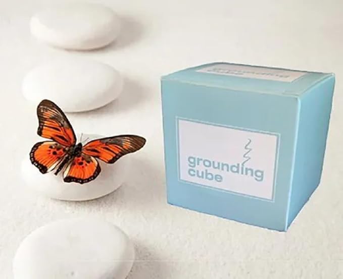 Visual Mindful Meditation Grounding Cube - Mindfulness Cube for Overcoming Anxiety, Dissociation, Emotional Pain, Stress, & Addiction | 9 Stress Relief Techniques for Emotional Support