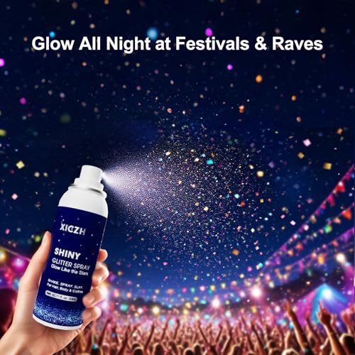 XICZH Body Glitter Spray, Glitter Spray for Hair Clothes and Body, Holographic Silver Glitter Hairspray for Grils – Festiv...