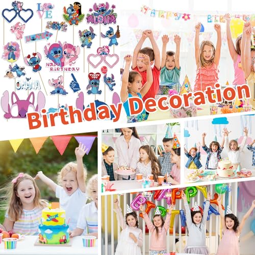 22 Pcs Party Decorations, Cute Photo Booth Props, Cartoon Party Supplies for Girls and Boys, Birthday Party Celebration De...
