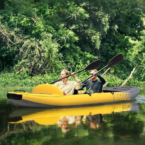 Danrelax 2-Person Inflatable Kayak for Adults, Heavy-Duty PVC, Drop-Stitch Floor, Lightweight, Portable, and Durable Tande...