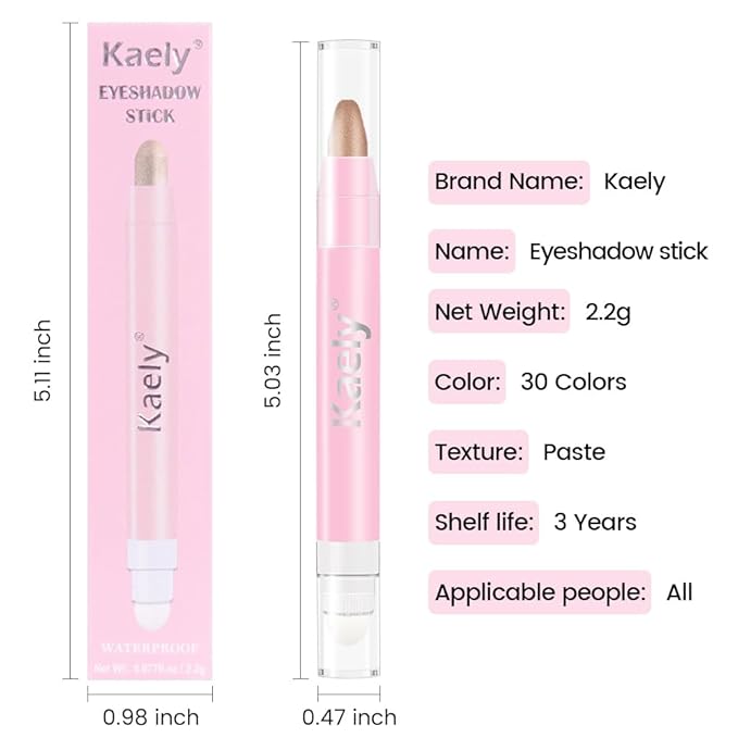 Kaely 2in1 Cream Eye Shadow Brightener Sticks for Eyes, Pencil Eyeshadow Applicator Stick Waterproof Pigmented, Eye Shadow Palette Highlighter Makeup, sombras para ojos, 25 Sand Shimmer