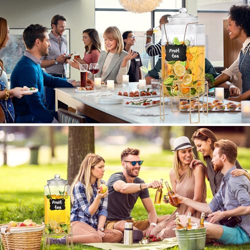 Drink Dispensers for Parties,1.5 Gallon Drink Dispenser,Beverage Dispenser with Stand,Glass Lid and Stainless Steel Spigot...