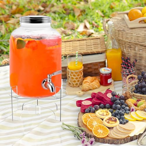 Acrylic Glass Drink Dispenser Stand, 6.6'' in Diameter Fit for 1 Gallon Glass Drink, Iced Beverage Dispensers Clear Water ...