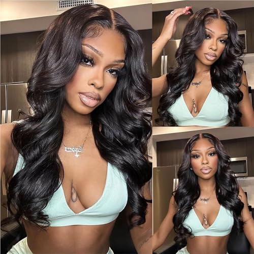 V Part Wig Human Hair Body Wave Upgrade U Part Human Hair Wig With Adjustable Drawstring 200% Density V Shape Clip In Half Wig For Women Natural Color 16 Inch