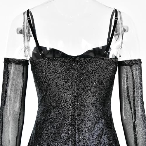 PWMENLK Women's Dress,Sexy Lace Semi See Through Short Dress, Off-Shoulder Bustier Skirt, Asymmetric Short Skirt,Slim