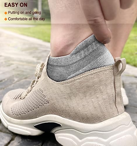 Mens Socks 6 Pairs-Athletic Ankle Socks Cushioned No Show For Men Running-Arch Compression Support