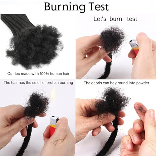 Dreadlock Extension Human Hair 10inch 0.6cm Width 100% Permanent Huamn Hair Loc Extension Can Be Dyed Bleached Curled Handmade Loc Extension for Men Women,50strands
