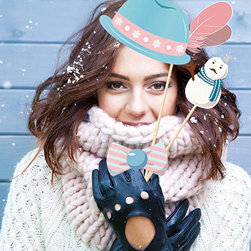 Anor Wishlife Snowman Photo Booth Props,Winter Wonderland Snow Photo Booth Props,Snow Booth Props(25CT),Snowflake Party De...