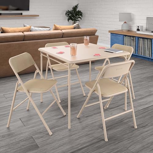 COSCO 5 Piece, Tan Folding Table and Chair Set.