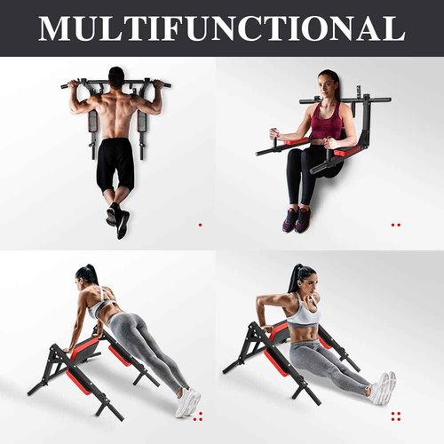 STARBRILLIANT Multi-functional Wall Mounted Pull Up Bar Heavy Duty Chin Up Bar for Home Gym Indoor Upper Body Workout, Power Tower Set Training Equipment Fitness Dip Stand Supports to 440 Lbs