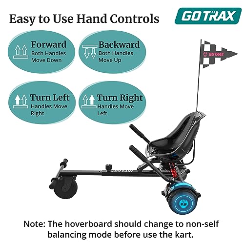 Gotrax Hoverboard Kart Seat Attachment Accessory for 6.5" 8" 8.5" 10" Self Balancing Scooter, Adjustable Frame Length and Handlebar Control Buggy Attachment, Hover Board Go Kart Accessory Kids Adults