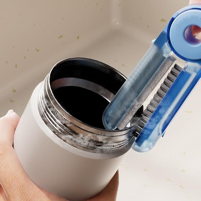 4 in 1 Cup Lid Cleaning Brush Set - No Exposed Wet Parts, Multifunctional Lid Cleaner, Silicone Cup Lid Gap Cleaner, Multipurpose Bottle Gap Cleaner Brush Beige 1 pcs