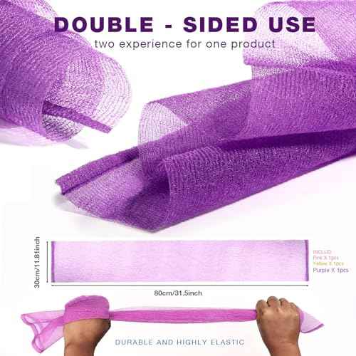 3 Pieces Exfoliating Washcloth Shower Towel African Net Sponge Japanese Wash Cloth Face Exfoliating Sponge Loofah Exfoliating Body Scrubber for Body Exfoliation