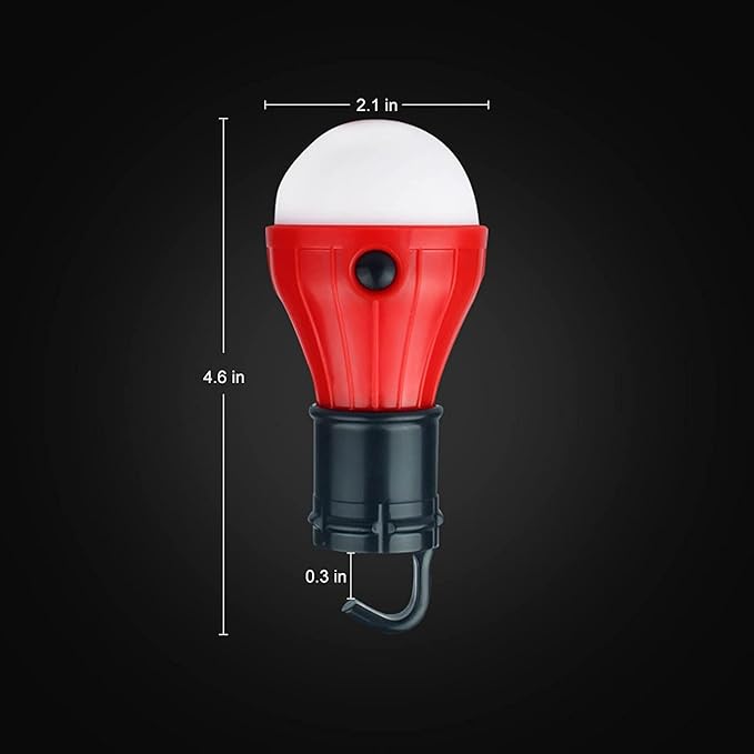 LED Camping Tent Lantern, Portable Outdoor Waterproof Emergency Light Bulb, Battery Powered with Clip Hook, Super Bright, for Hiking, Party,Camping, Fishing, Power Failure (4 Packs, Black )