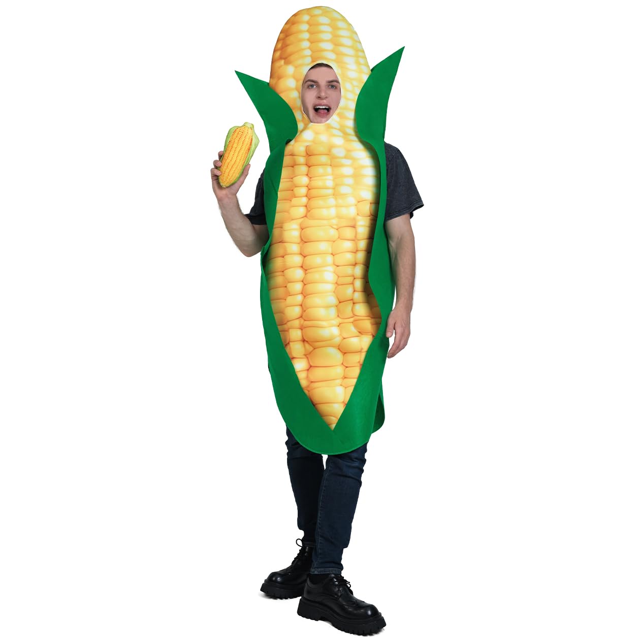 DSplay Unisex Adult Corn Costume Cosplay Fun Food Crops Corn Tunic Cosplay Halloween Costumes Adults