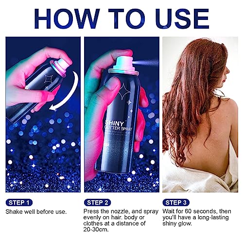 HANYWIL Body Glitter, Glitter Spray for Hair and Body, Spray, Hairspray Clothes, Long-Lasting Shimmer Suitable Stage, Fest...