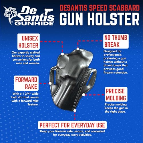 DeSantis Speed Scabbard Gun Holster, Fits S&W GOVERNOR 2-3/4" Guns, Unisex Holster, Left-Hand Draw, Black
