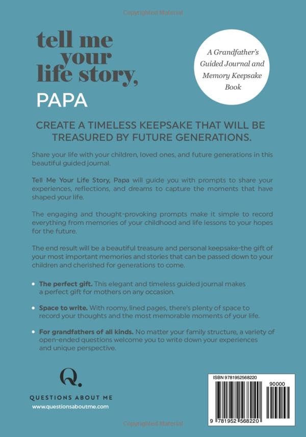 Tell Me Your Life Story, Papa: A Grandfather’s Guided Journal and Memory Keepsake Book (Tell Me Your Life Story® Series Books)