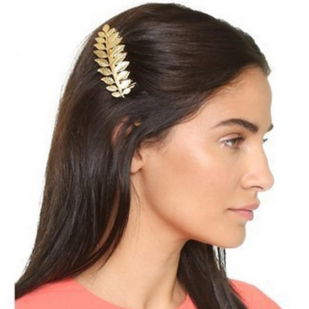 2pcs Hair Clip Gold Toga Party Halloween Greek Goddess Costume Golden Leaf Alligator Hair Barrettes Vintage Hair Bang Ornament