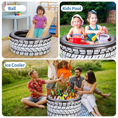 Soulchen 150+ Cans Inflatable Tire Tubes Cooler Large Capacity Inflatable Floating Ice Cooler with Pump Ice Buffet Food Dr...