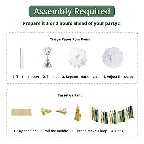 ANSOMO Sage Green Happy Birthday Party Decorations Retro Green Nude Ivory Dark Olive Kraft Paper Banner Balloons Neutral R...