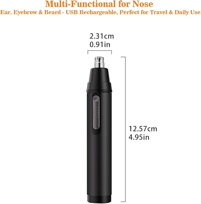 Ear and Nose Hair Trimmer Clipper - 4-in-1 Grooming Tool for Nose Hair, Ear Hair, Beard, Eyebrows, Head Hair, Body Hair, Armpit, Leg (Black)